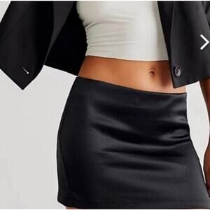 Free People All The Way Textured Micro Mini Skirt Women’s 12 Black Festival Boho